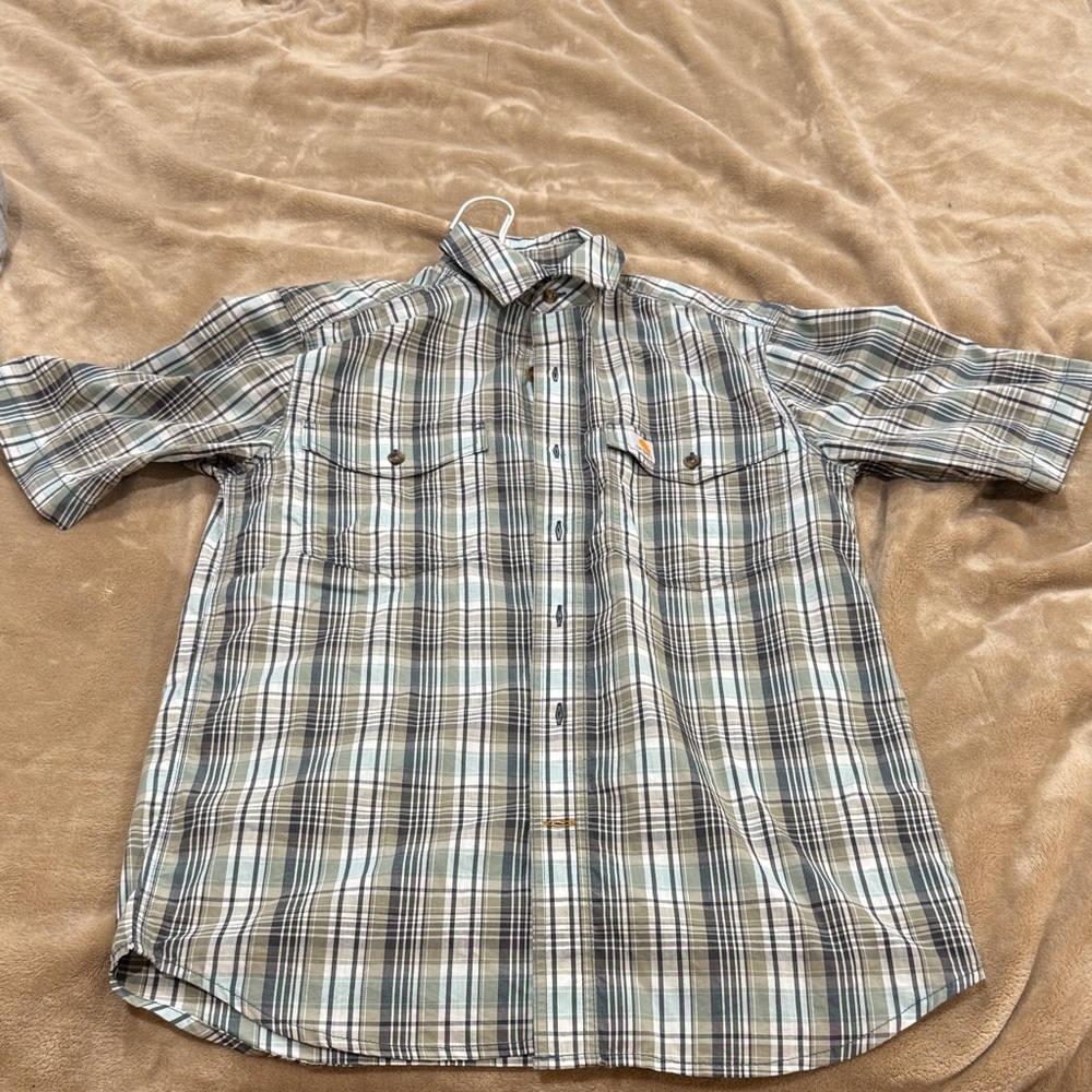 Carhartt Men's Green Plaid Button Down Shirt